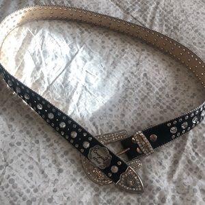 Beautiful Rhinestone Leather Belt
